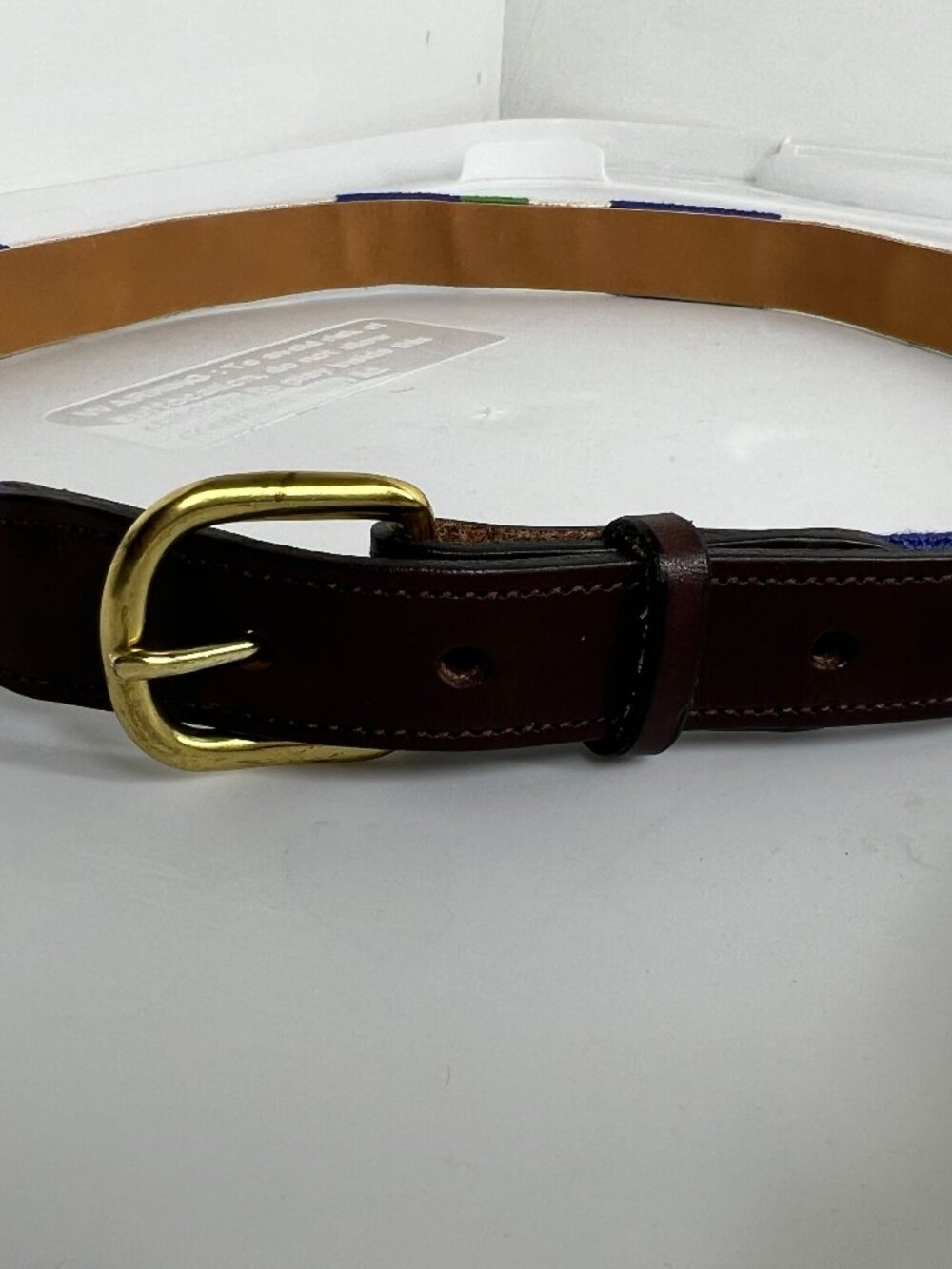 Women's Belt Size 37 Ladybug Flowers Leather Trim Brass Buckle